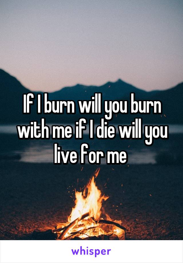 If I burn will you burn with me if I die will you live for me 