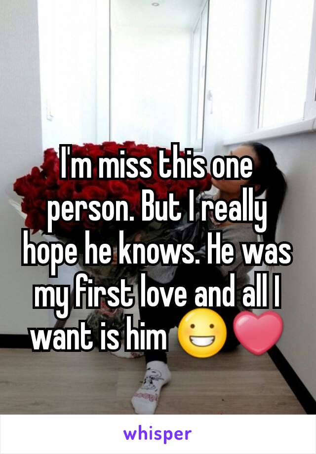 I'm miss this one person. But I really hope he knows. He was my first love and all I want is him 😀❤