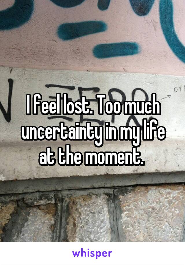 I feel lost. Too much uncertainty in my life at the moment. 