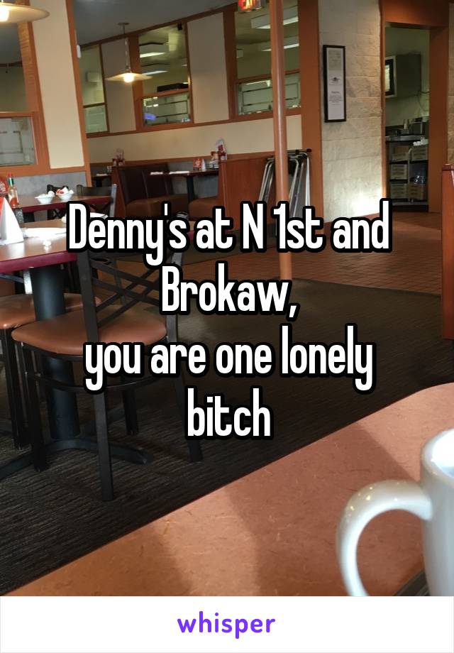 Denny's at N 1st and Brokaw,
you are one lonely bitch