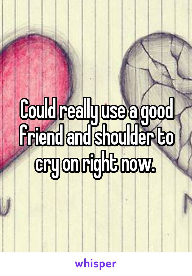 Could really use a good friend and shoulder to cry on right now. 