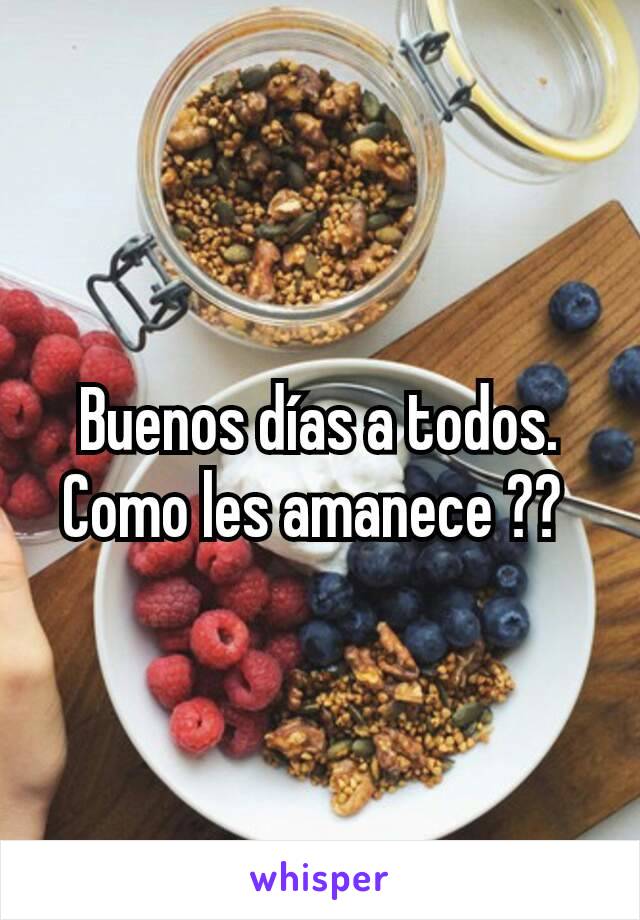 Buenos días a todos. Como les amanece ?? 