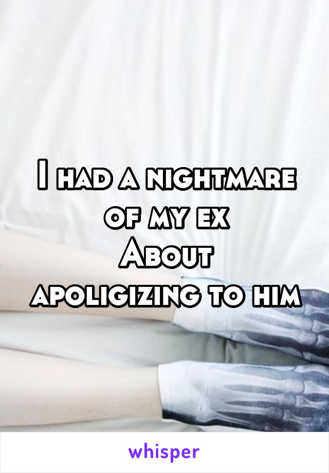 I had a nightmare of my ex
About apoligizing to him