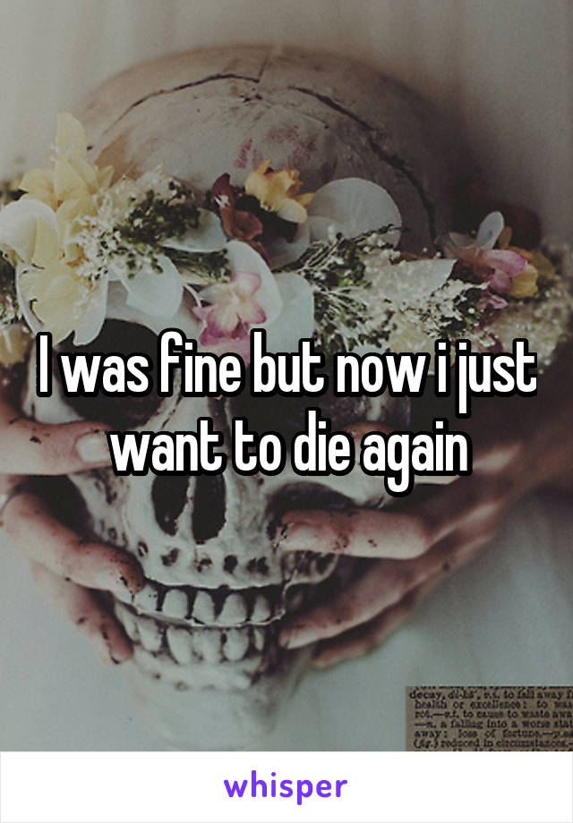 I was fine but now i just want to die again