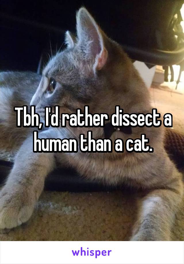 Tbh, I'd rather dissect a human than a cat.