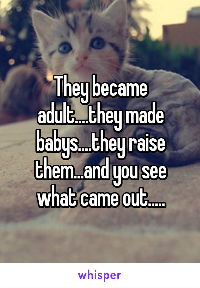 They became adult....they made babys....they raise them...and you see what came out.....