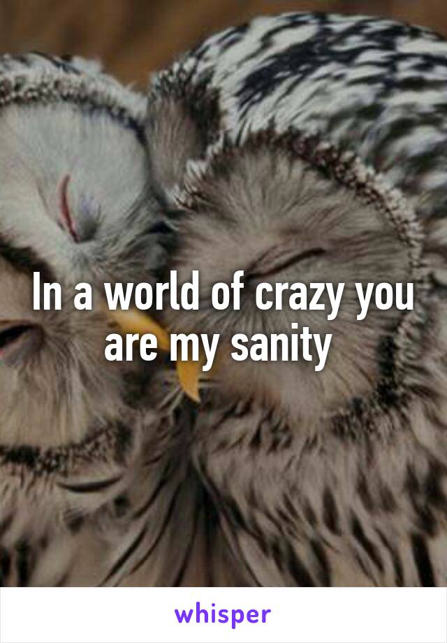 In a world of crazy you are my sanity 