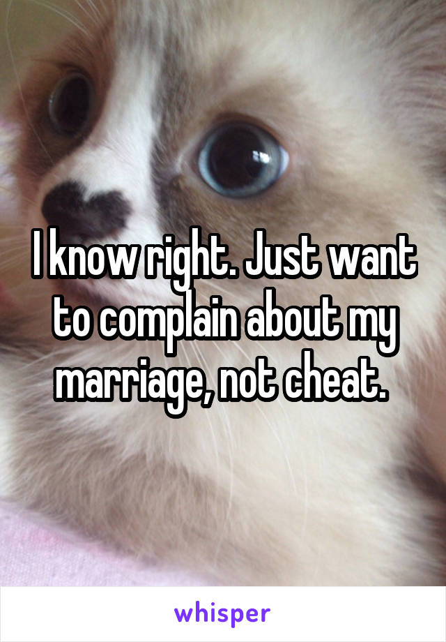 I know right. Just want to complain about my marriage, not cheat. 