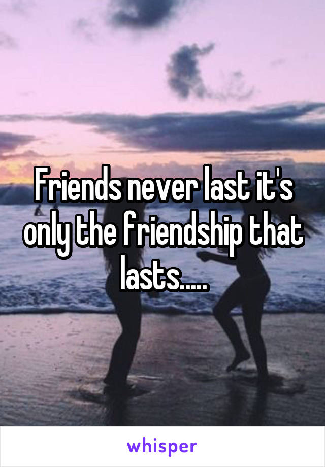 Friends never last it's only the friendship that lasts.....