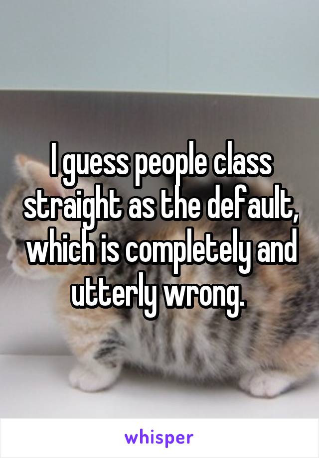 I guess people class straight as the default, which is completely and utterly wrong. 