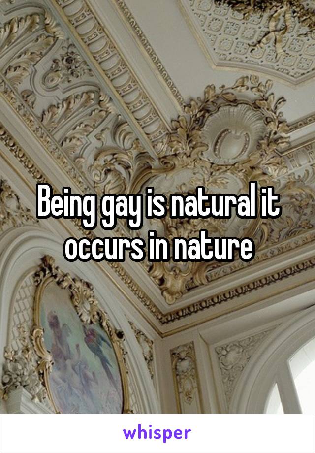 Being gay is natural it occurs in nature