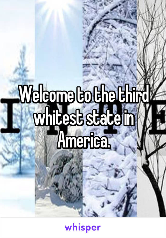 Welcome to the third whitest state in America.