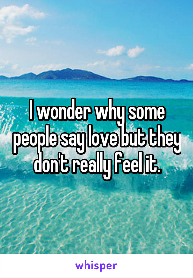 I wonder why some people say love but they don't really feel it.