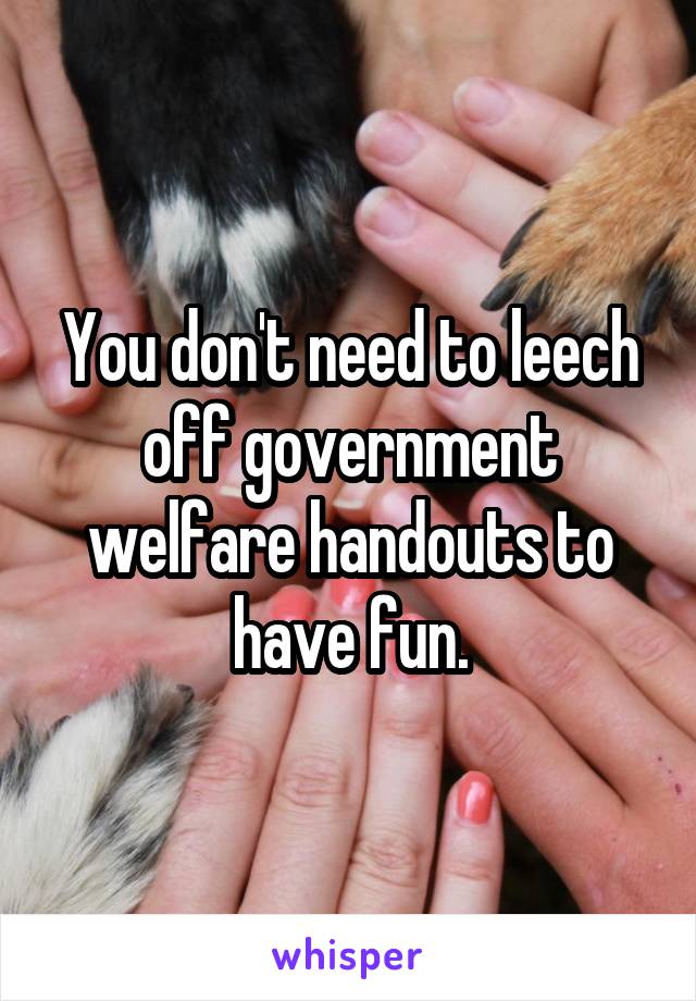 You don't need to leech off government welfare handouts to have fun.