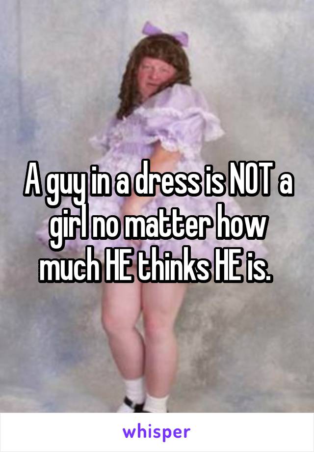 A guy in a dress is NOT a girl no matter how much HE thinks HE is. 