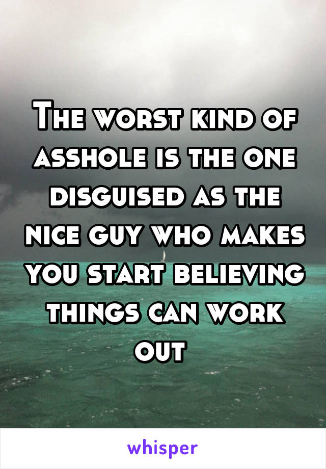 The worst kind of asshole is the one disguised as the nice guy who makes you start believing things can work out 