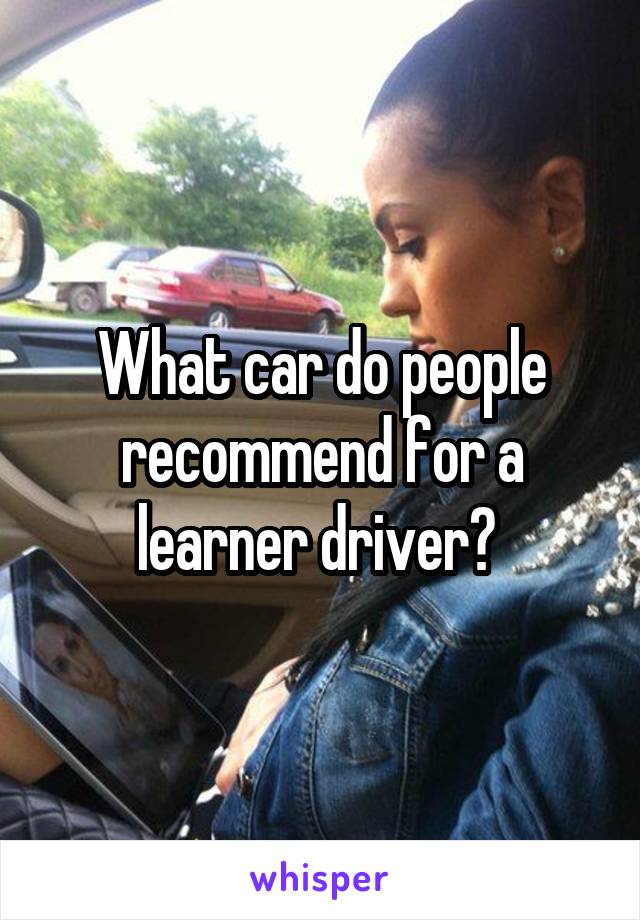 What car do people recommend for a learner driver? 