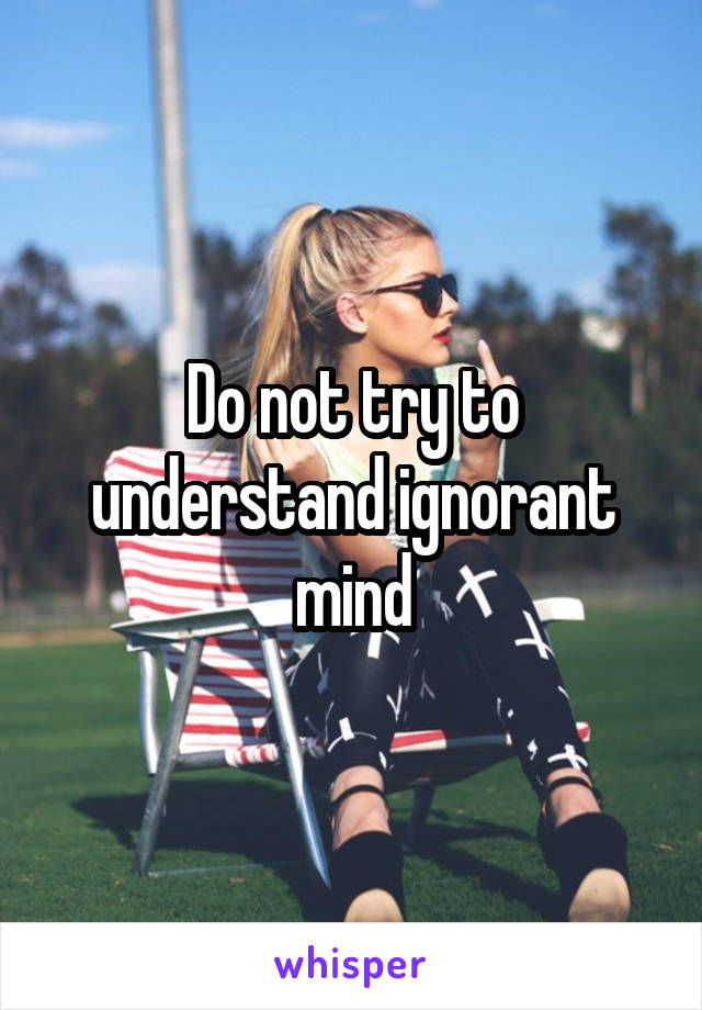 Do not try to understand ignorant mind