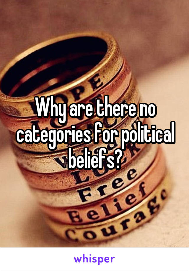 Why are there no categories for political beliefs?