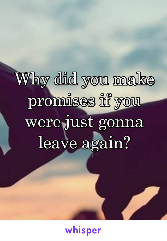 Why did you make promises if you were just gonna leave again?
