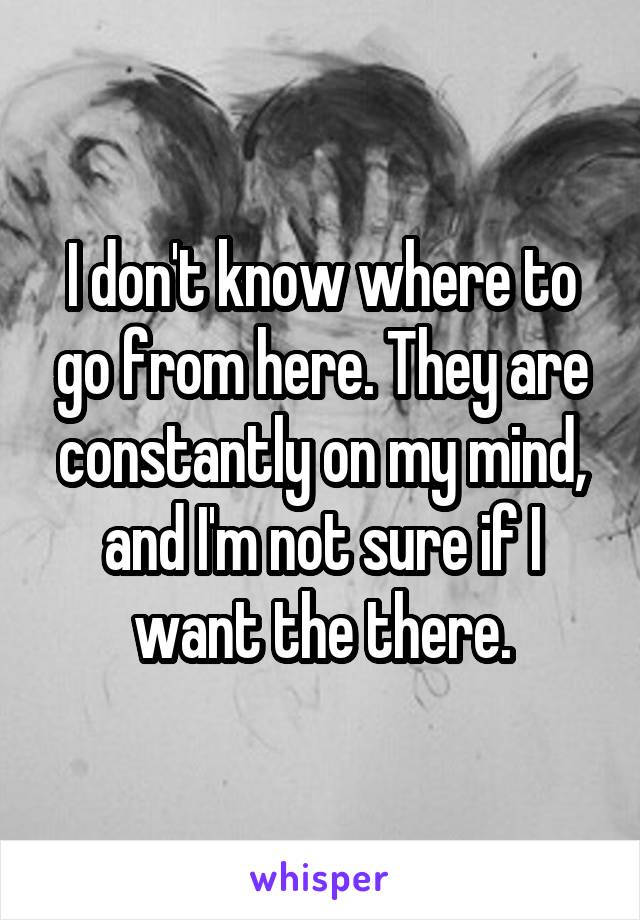 I don't know where to go from here. They are constantly on my mind, and I'm not sure if I want the there.