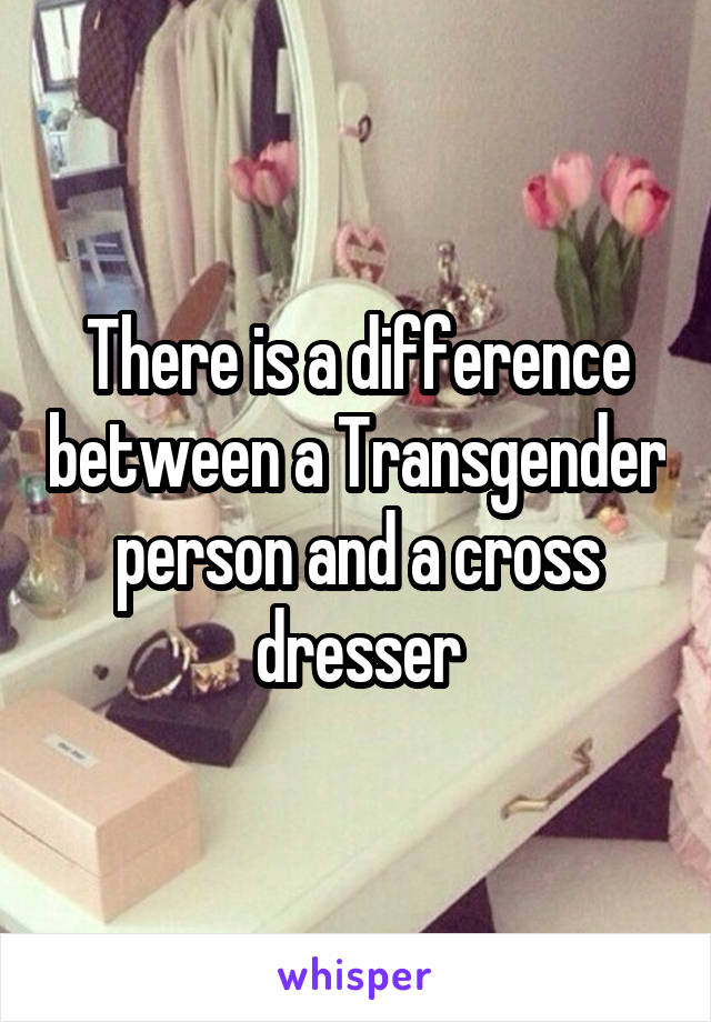 There is a difference between a Transgender person and a cross dresser