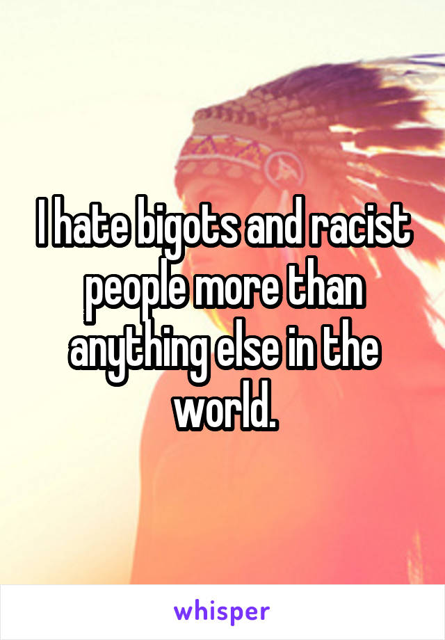 I hate bigots and racist people more than anything else in the world.