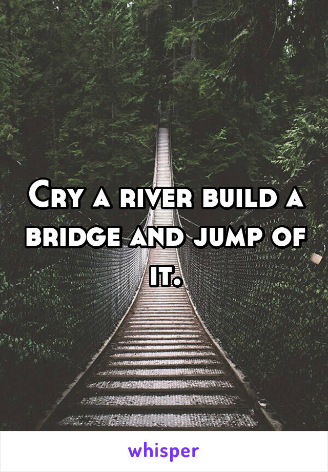 Cry a river build a bridge and jump of it.