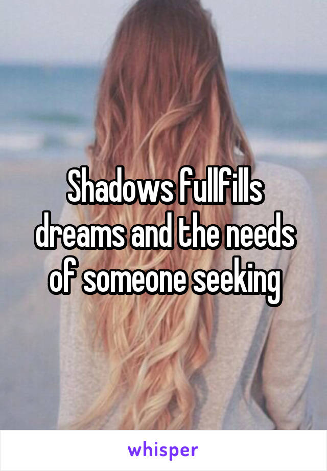 Shadows fullfills dreams and the needs of someone seeking