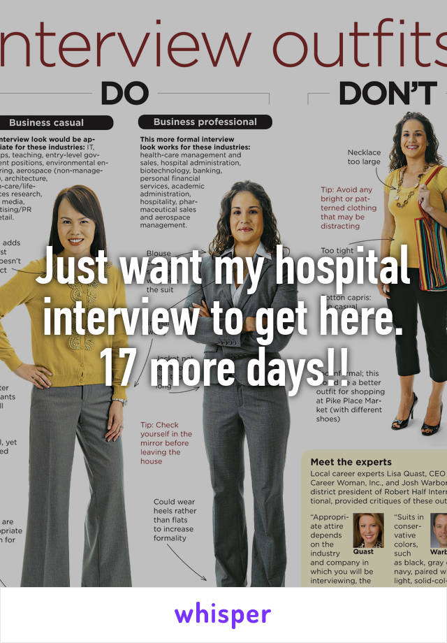 Just want my hospital interview to get here. 17 more days!!