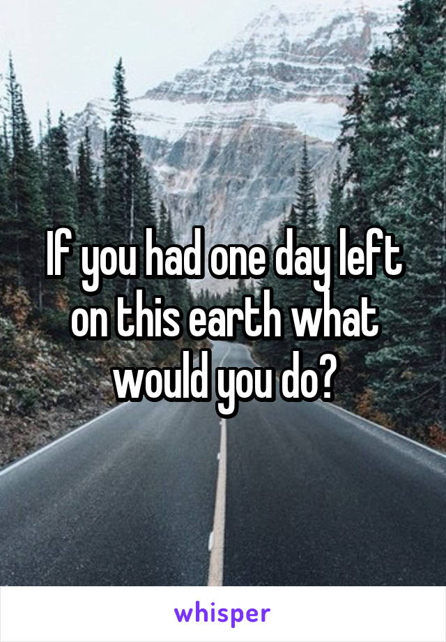 If you had one day left on this earth what would you do?