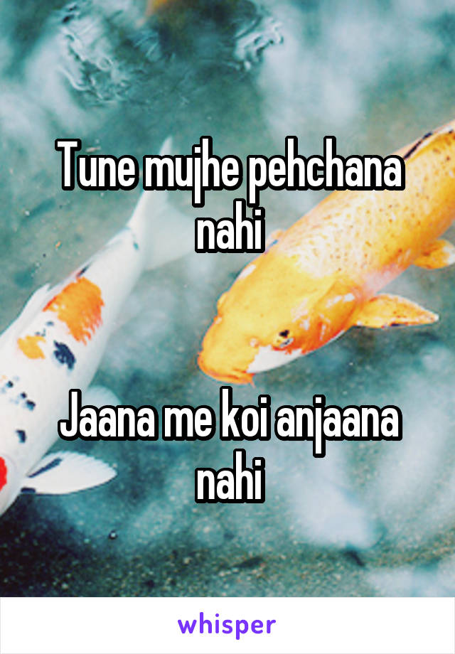 Tune mujhe pehchana nahi


Jaana me koi anjaana nahi