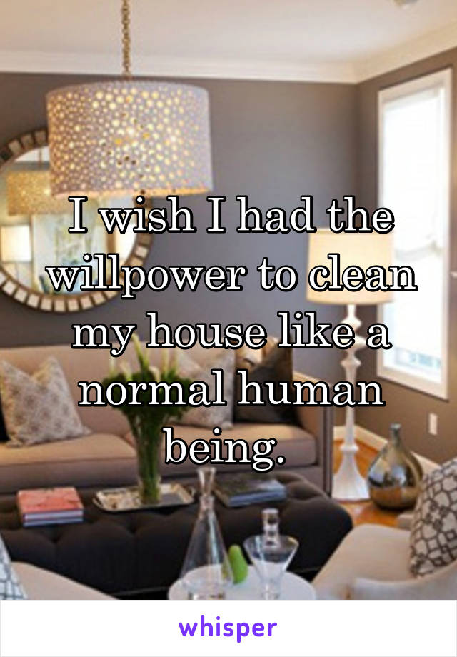 I wish I had the willpower to clean my house like a normal human being. 