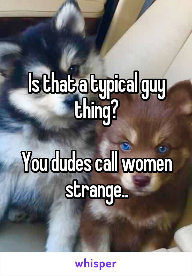 Is that a typical guy thing?

You dudes call women strange..