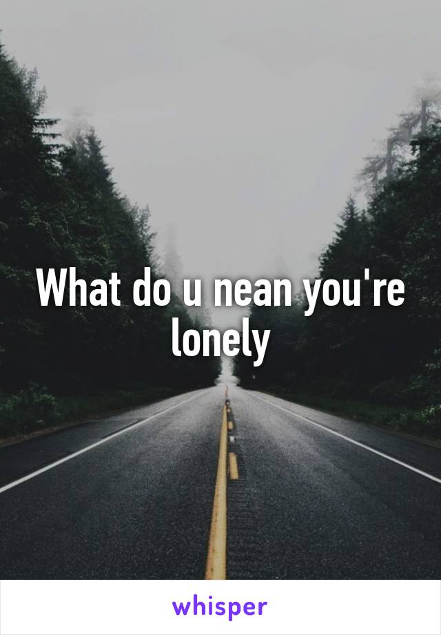 What do u nean you're lonely