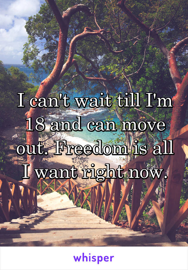 I can't wait till I'm 18 and can move out. Freedom is all I want right now.