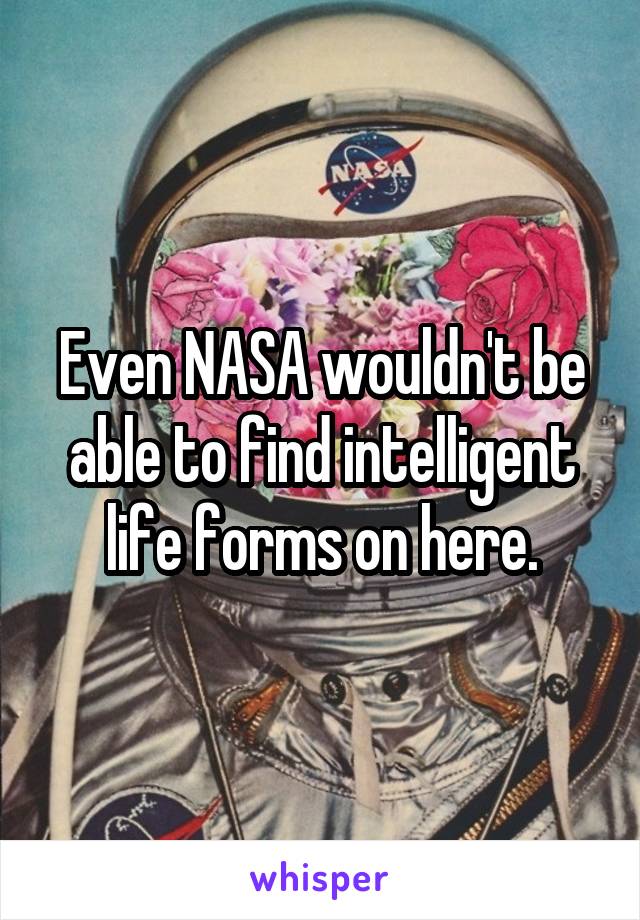 Even NASA wouldn't be able to find intelligent life forms on here.