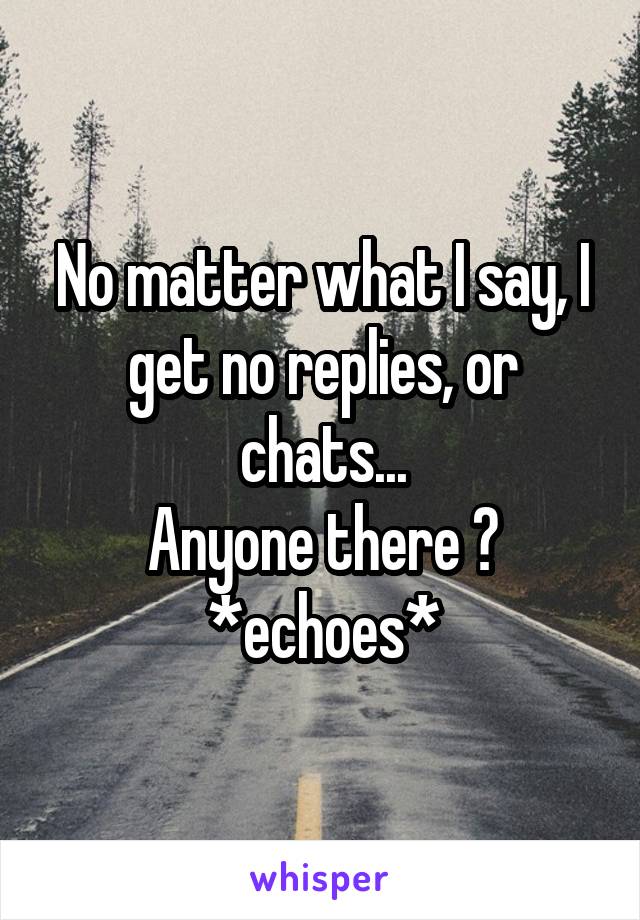 No matter what I say, I get no replies, or chats...
Anyone there ? *echoes*