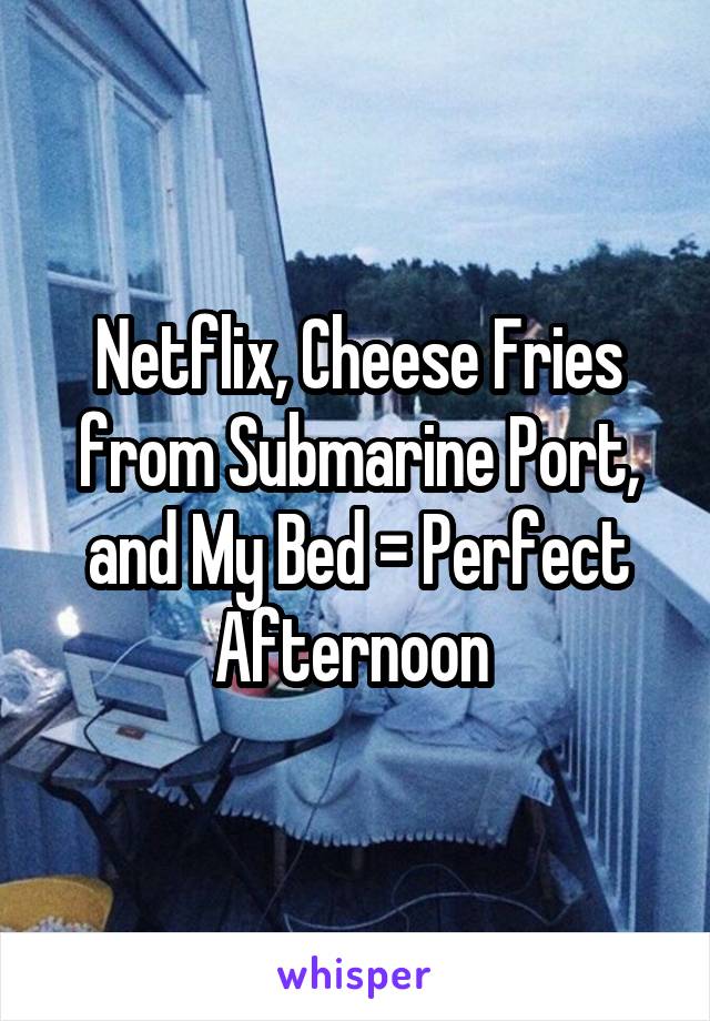 Netflix, Cheese Fries from Submarine Port, and My Bed = Perfect Afternoon 