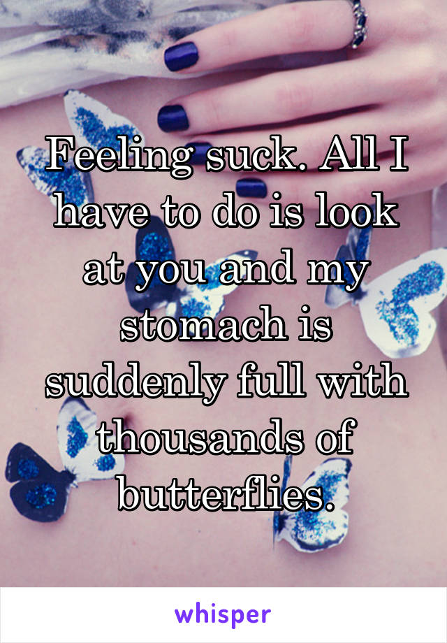 Feeling suck. All I have to do is look at you and my stomach is suddenly full with thousands of butterflies.