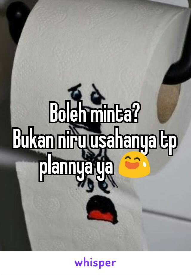 Boleh minta?
Bukan niru usahanya tp plannya ya 😅