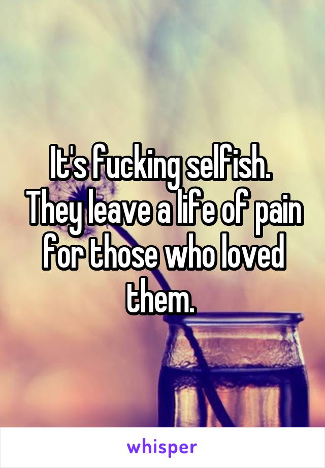 It's fucking selfish.  They leave a life of pain for those who loved them. 