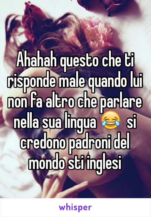 Ahahah questo che ti risponde male quando lui non fa altro che parlare nella sua lingua 😂  si credono padroni del mondo sti inglesi