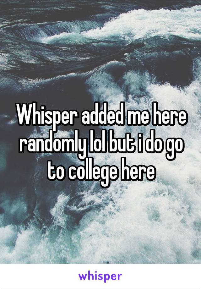 Whisper added me here randomly lol but i do go to college here