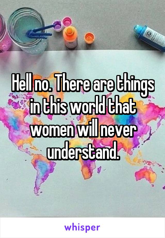 Hell no. There are things in this world that women will never understand.