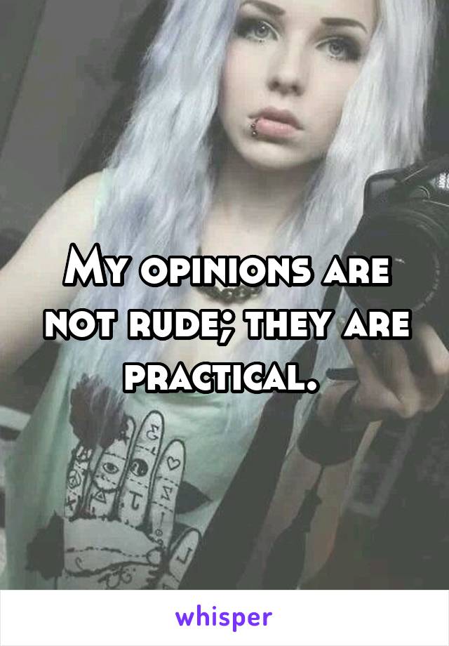 My opinions are not rude; they are practical. 