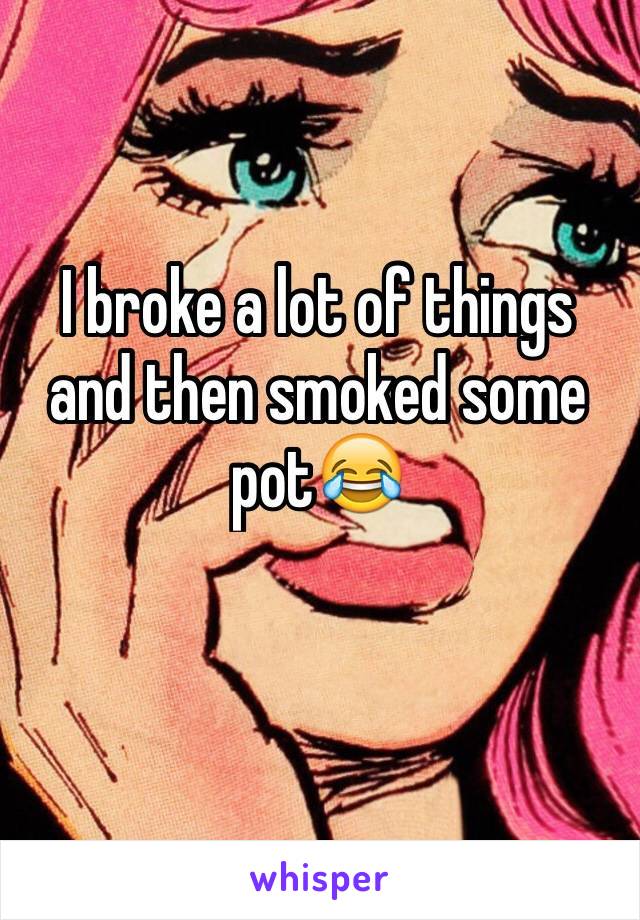 I broke a lot of things and then smoked some pot😂