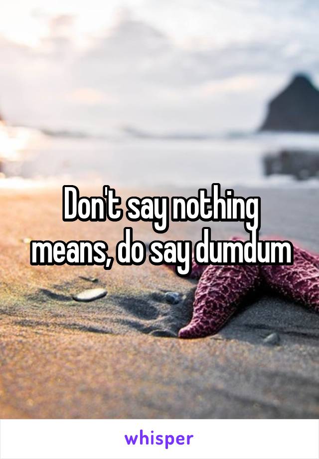 Don't say nothing means, do say dumdum
