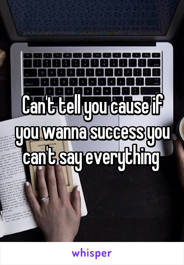 Can't tell you cause if you wanna success you can't say everything 