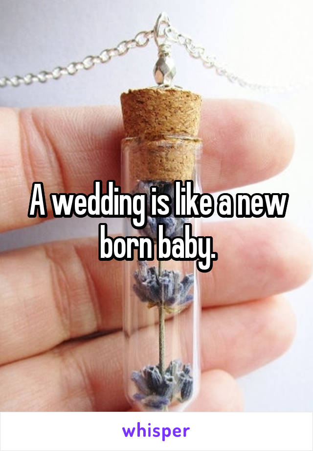 A wedding is like a new born baby.